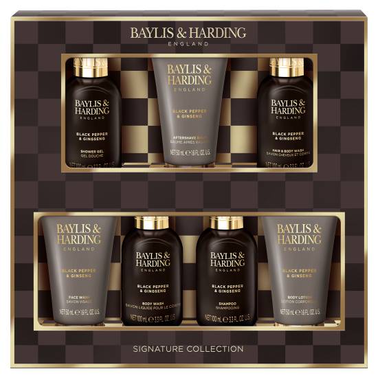 Baylis & Harding Black Pepper & Ginseng Men's Luxury 7 Days Showering Essentials Gift Set (7 pack)