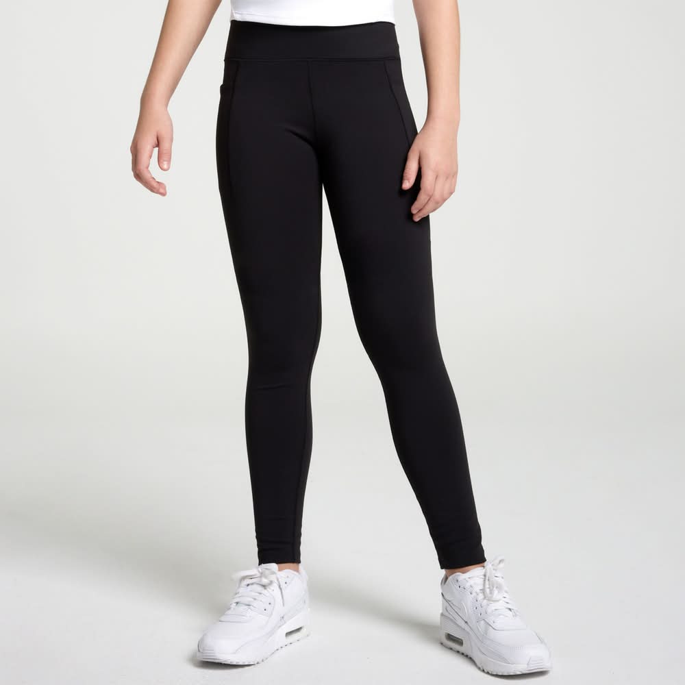 DSG Girls' Momentum High-Rise Leggings (Pure Black, L)