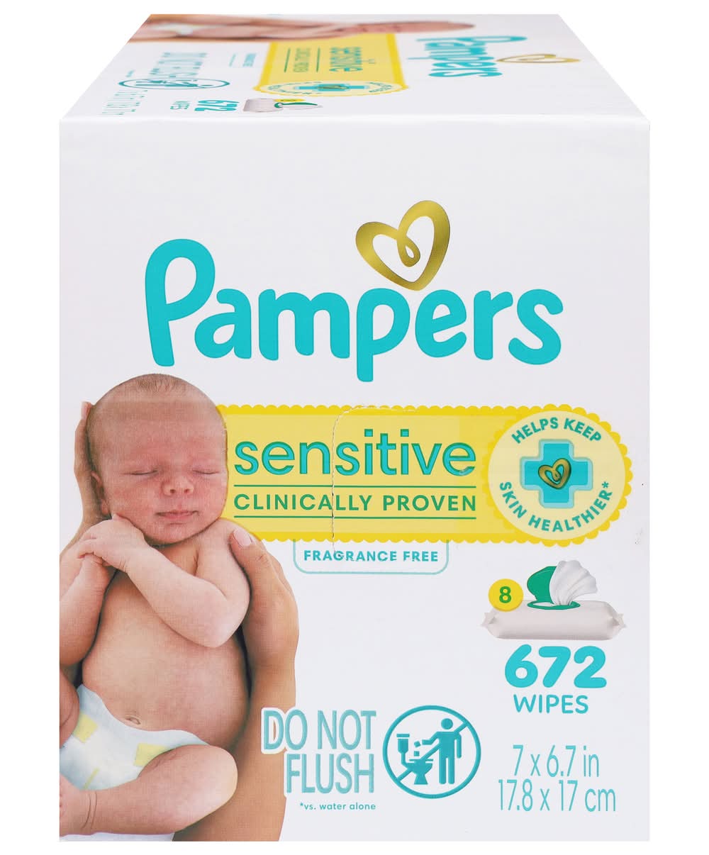 Pampers Sensitive Baby Wipes, 7x6.7 in (8 x 84 ct)