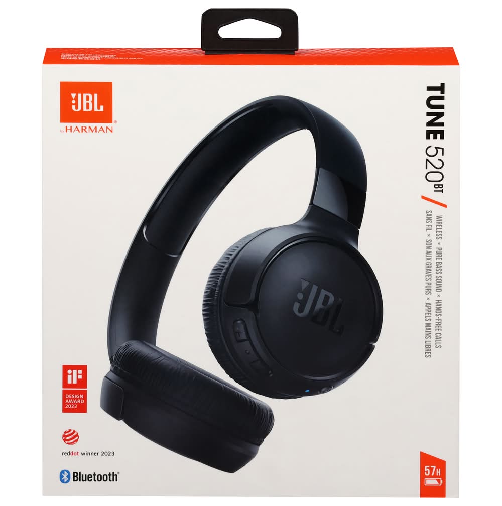 JBL On-Ear Wireless Tune 520bt Headphones, Black