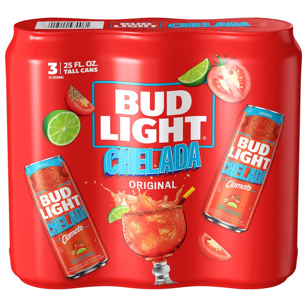 Bud Light Chelada Original With Clamato (3 x 25 fl oz)