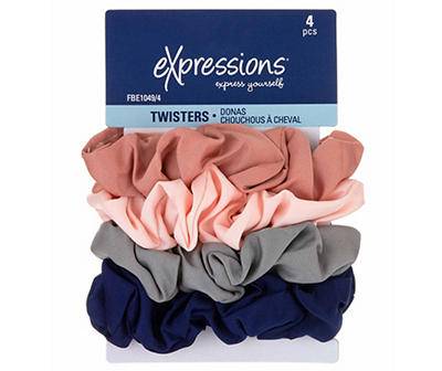 Satin Twisters Scrunchies, 4-Pack