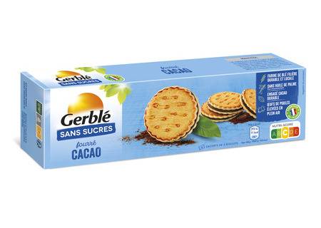Biscuits fourrés cacao sans sucres GERBLE - le paquet de 12 - 185 g