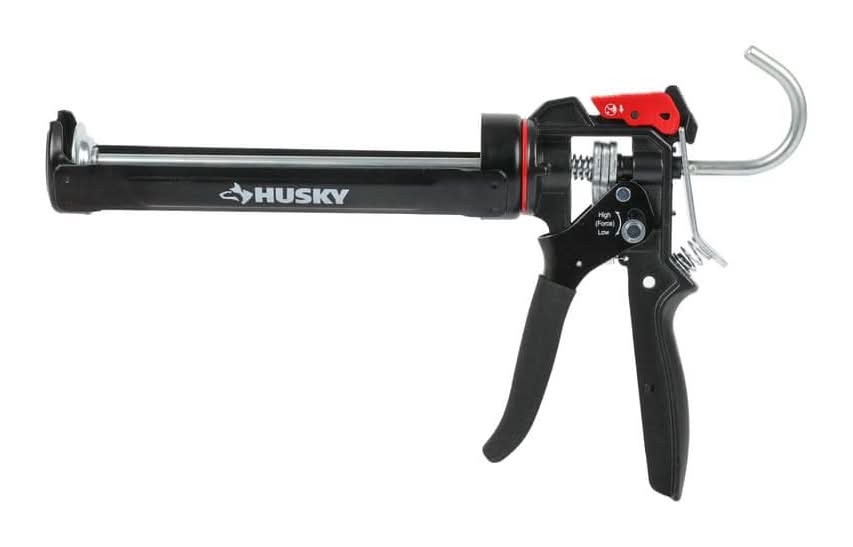 Hi.FANCY Dual-Component Caulking Gun – Heavy-Duty Iron Manual Adhesive Applicator With Triple Rod Drive, Red Finish