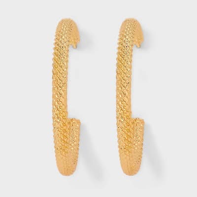 A New Day Textured Hoop Earrings, Metallic Gold
