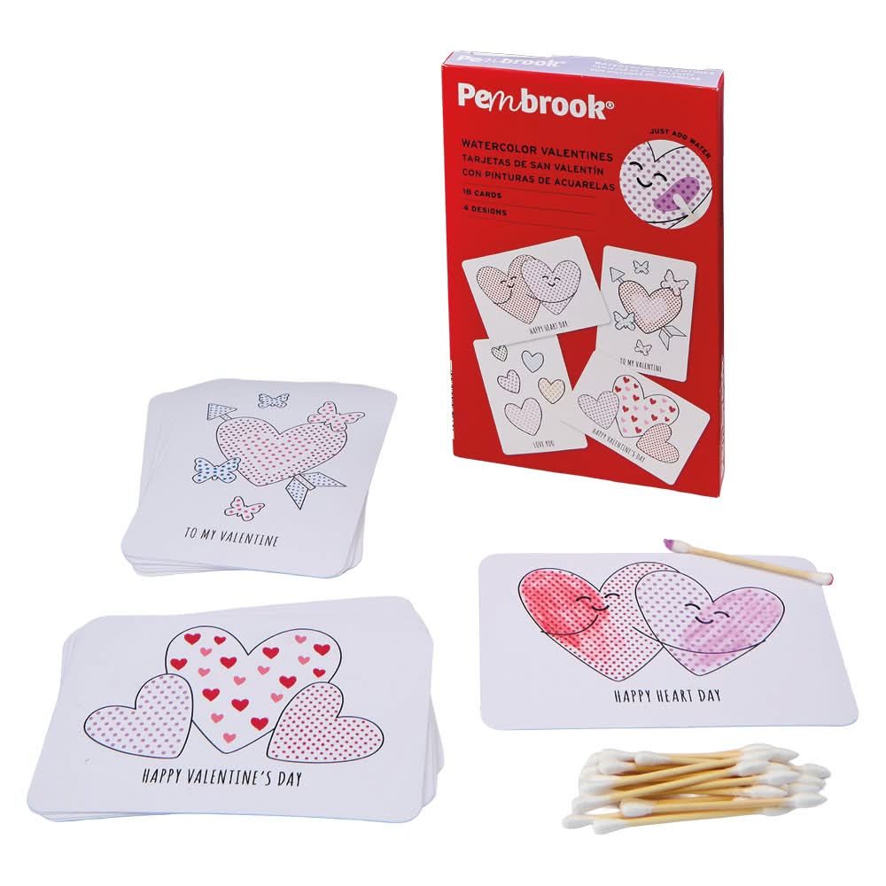 Pembrook Valentine's Day Craft Cards Kit Watercolor Hearts