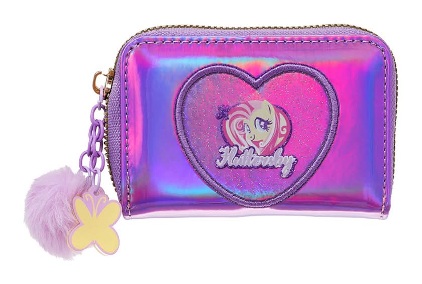 Miniso · Monedero sintético fluttershy de my little pony, 11x2x8 cm, morado