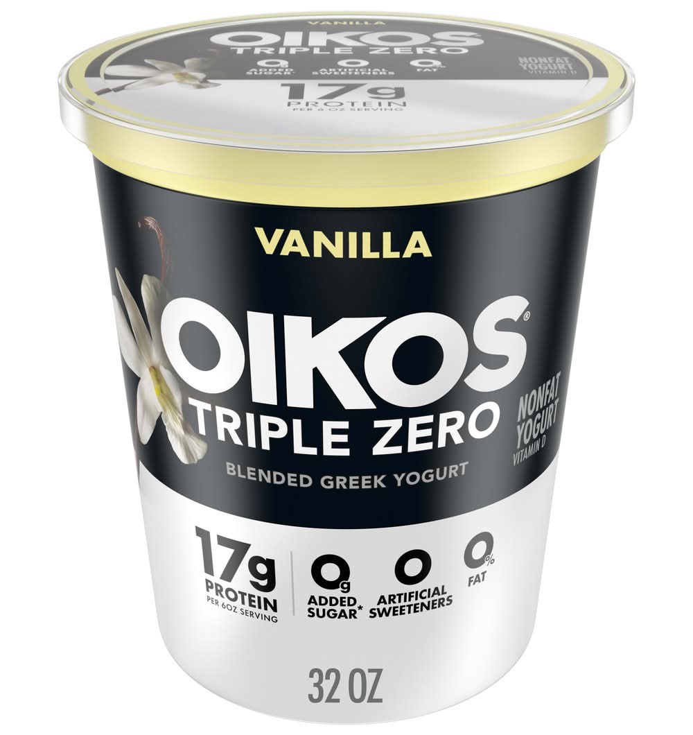 Oikos Triple Zero Nonfat Blended Greek Yogurt, Vanilla (32 lbs)