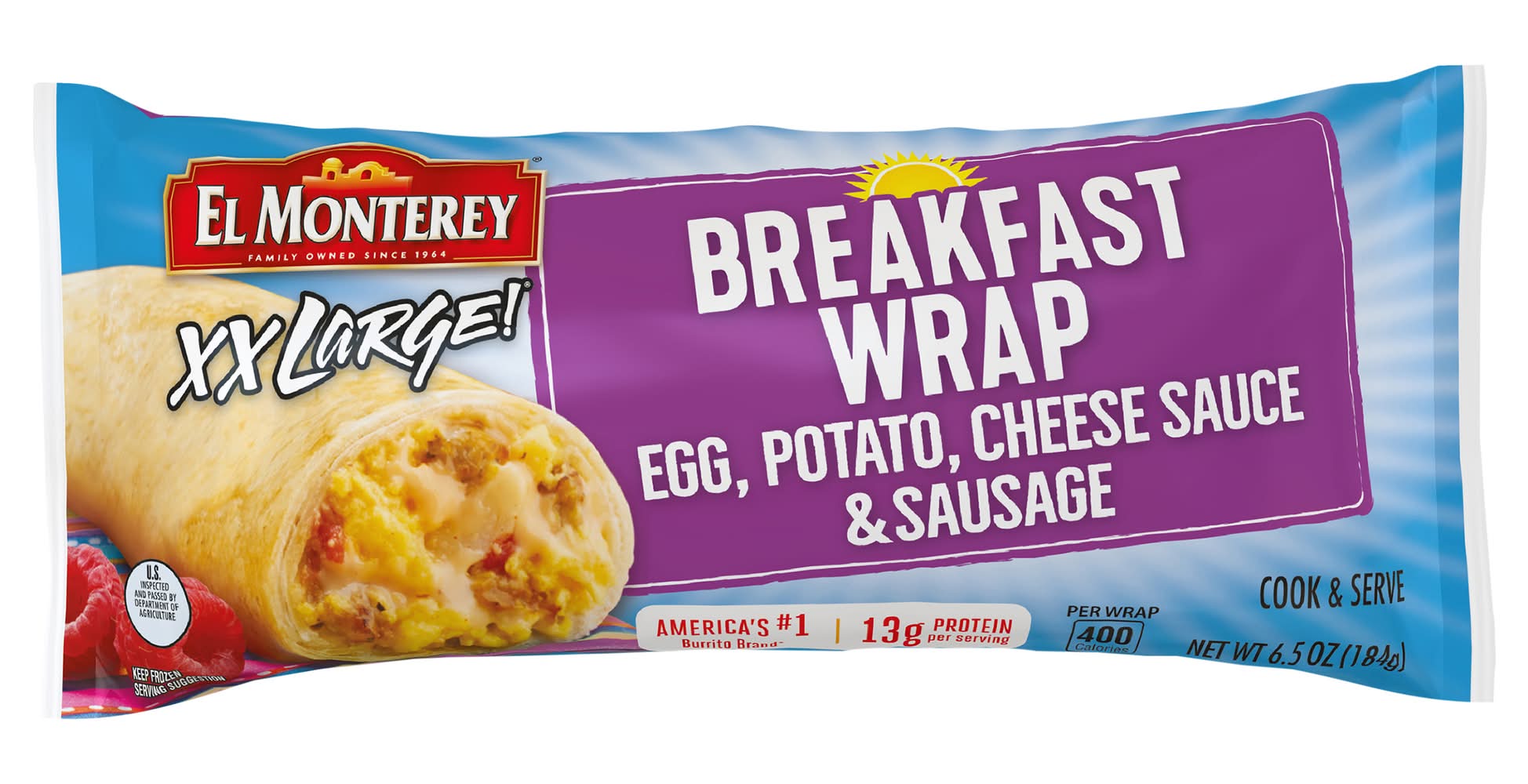 El Monterey Xxlarge Egg Potato Cheese & Sausage Breakfast Wrap (1.56 lbs)