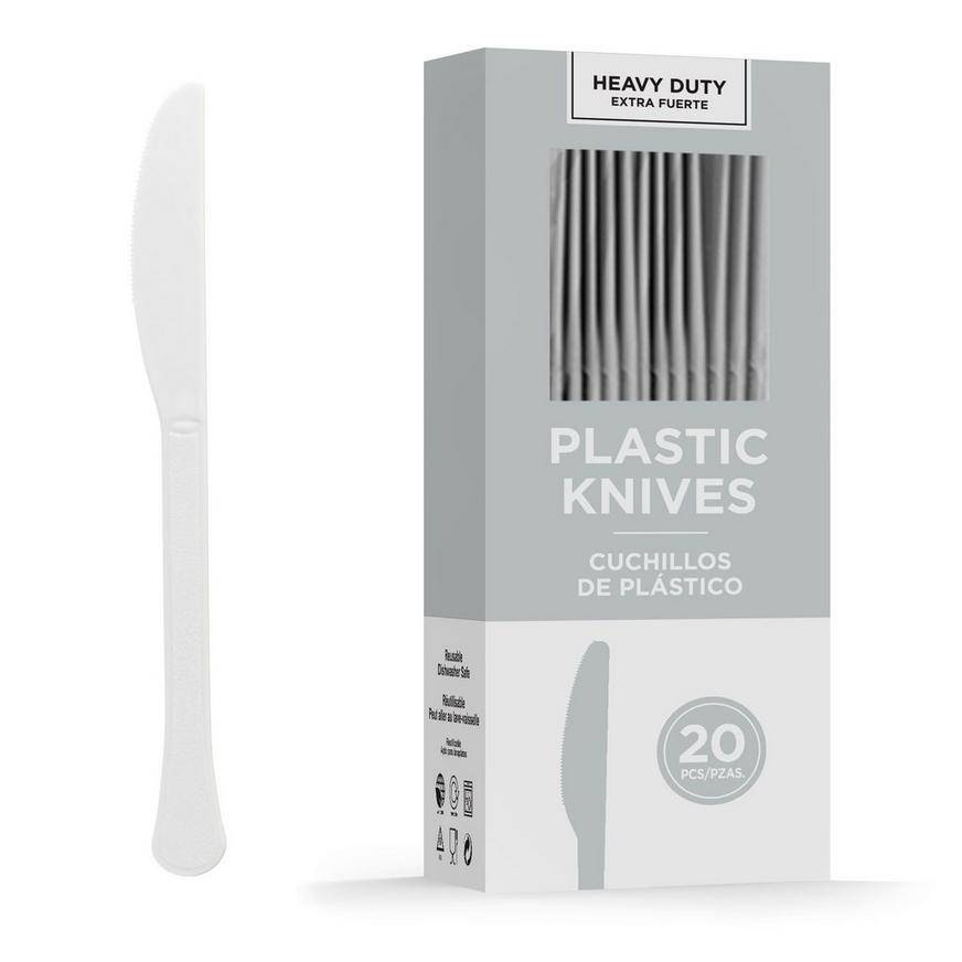 Silver Heavy-Duty Plastic Knives, 20ct