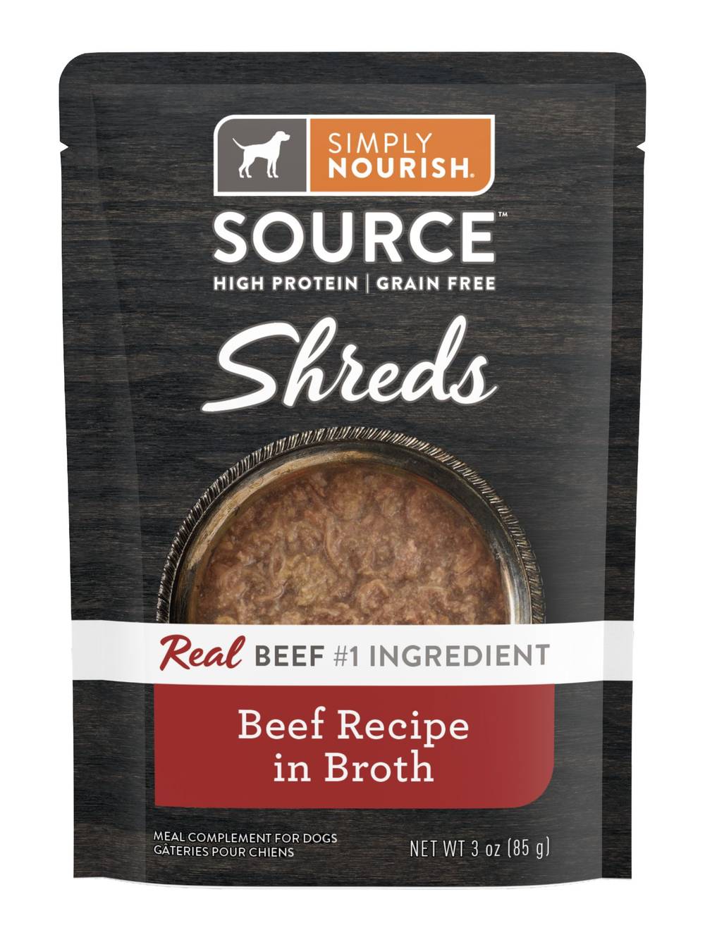 Simply Nourish Source Dog Meal Topper-Shreds, Beef (3 oz)