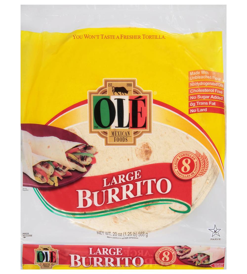Ole Large Burrito Tortilla (20 oz, 8 ct)