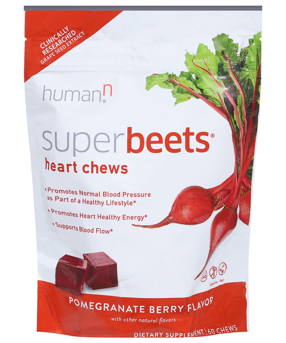 HumanN Superbeets Heart Chews, Pomegranate Berry (500 mg, 60 ct)