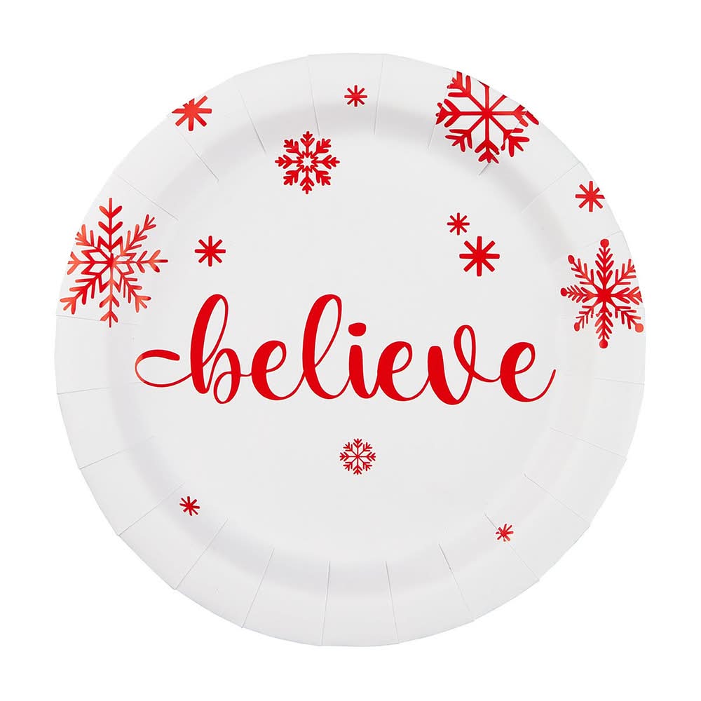 Seasonal Snow Merry Plates, 7 in (8 ct)