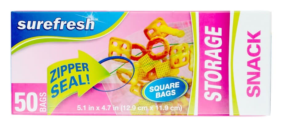 Surfresh Zipper Seal Snack Storage Bags, 5.1x4.7 in (50 ct)