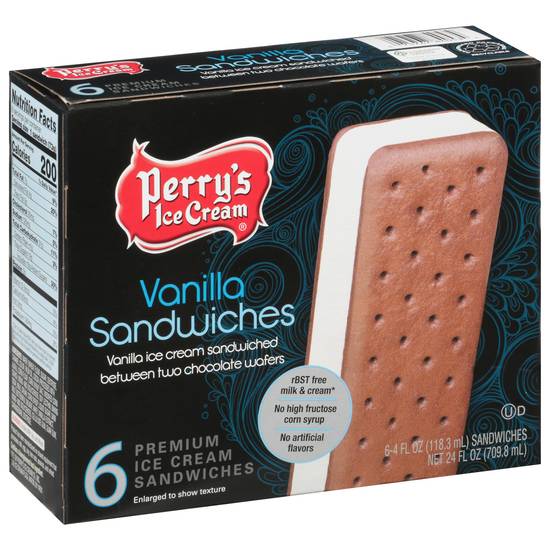 Perry's Ice Cream Premium Vanilla Ice Cream Sandwiches (6 ct)