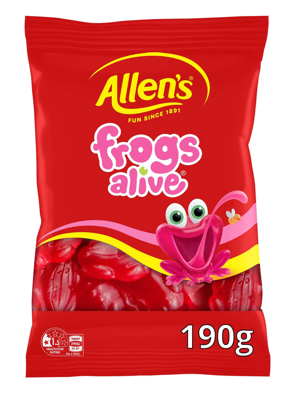 Allen's Frogs Alive Lollies, Raspberry (190g)