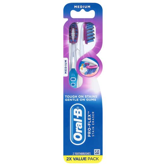 Oral-B Pro-Flex Stain Eraser Manual Toothbrush Medium (2 ct)