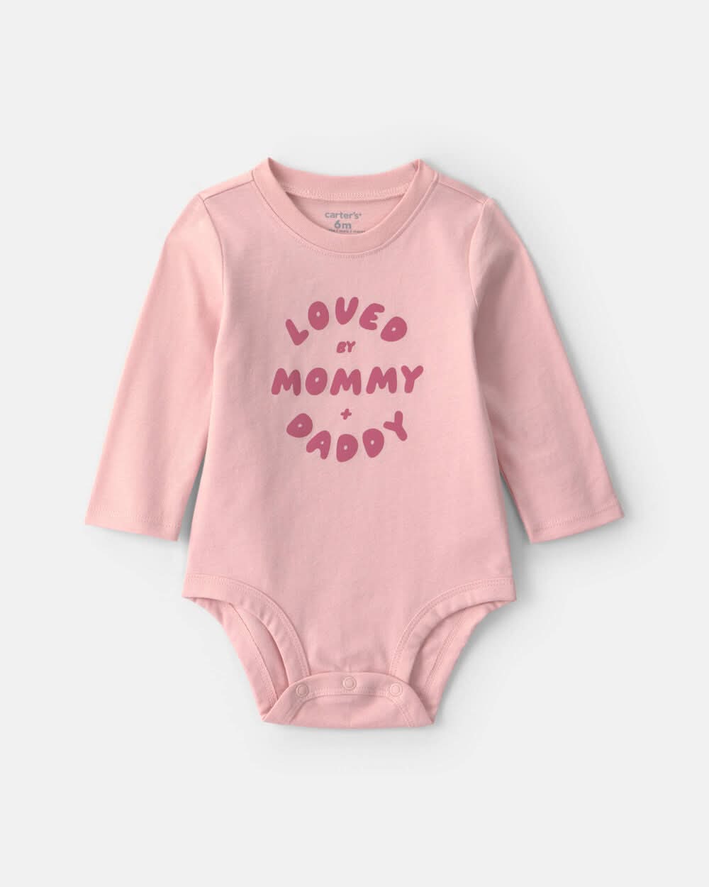 Baby Girl 'Loved By Mommy & Daddy' Long-Sleeve Graphic Bodysuit - Pink - 18M