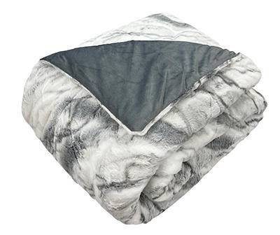 Broyhill Marble Print Faux Fur Comforter (queen/gray)