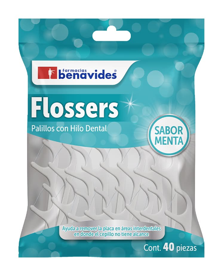 Farmacias Benavides · Palillos con hilo dental menta (40 un)