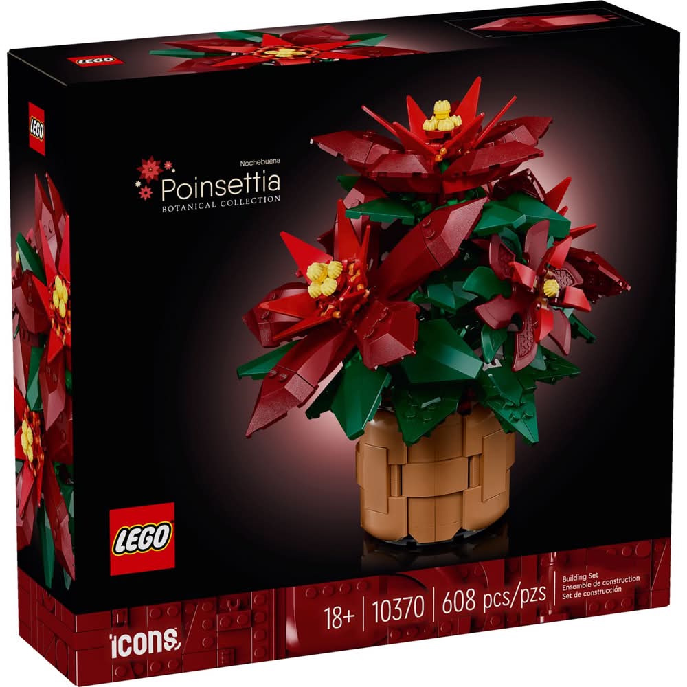 Lego Botanicals Poinsettia Plant Building Set Multicolored 608 Pc