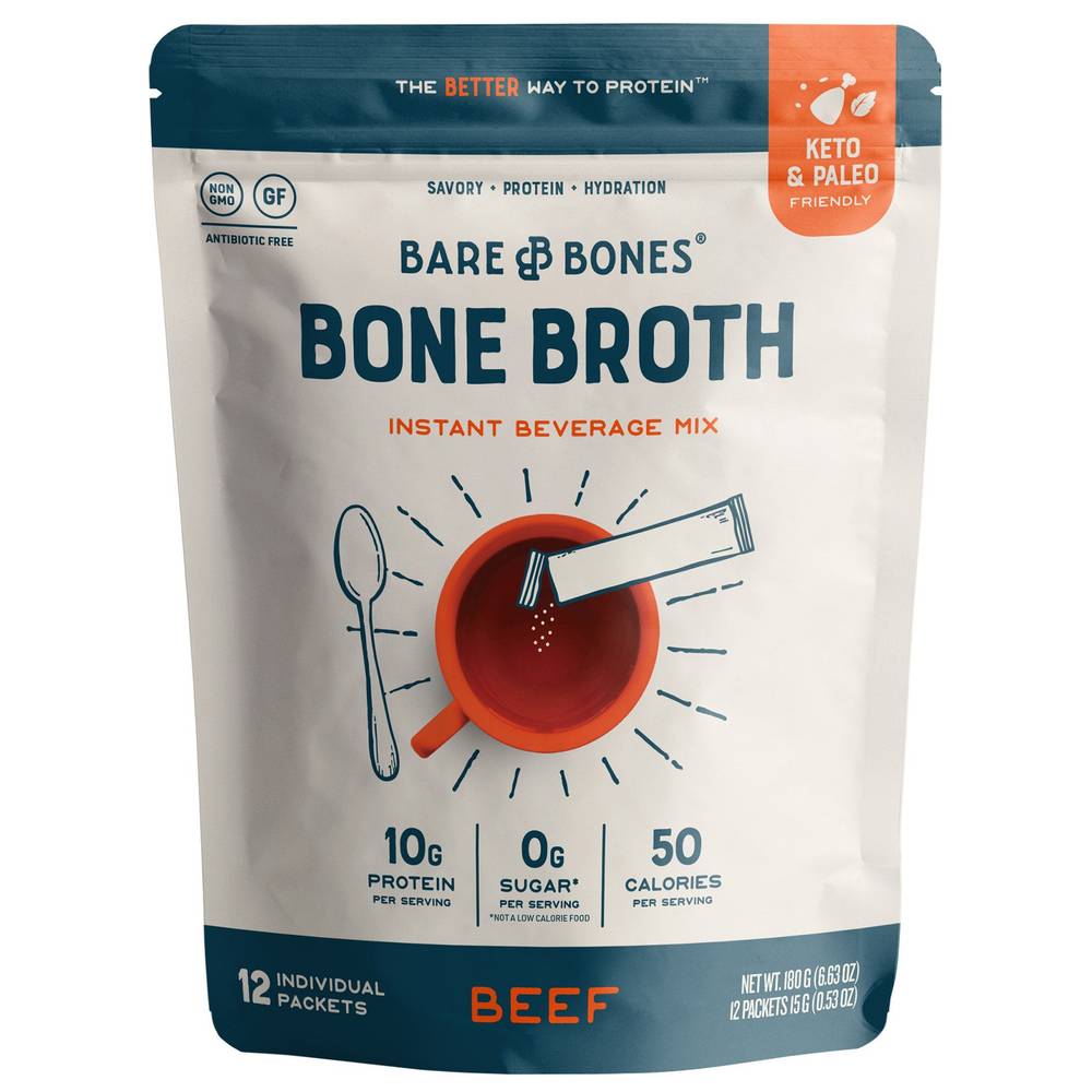 Bare Bones Beef Bone Broth Sticks (12 ct,0.53 oz)