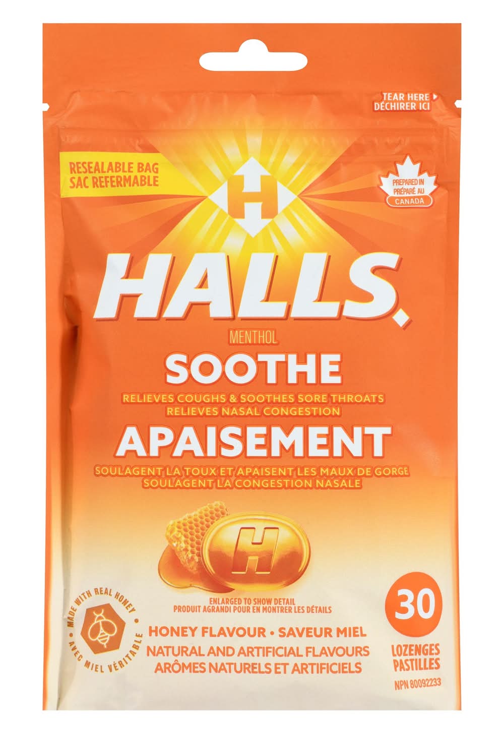 Halls menthol-miel pastilles (12 unités) - menthol honey (30 units)