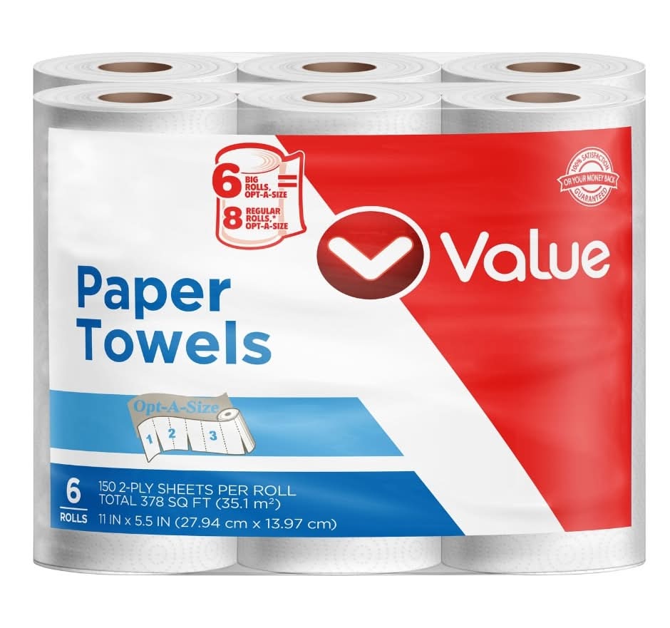 Value Opt-A-Size Big Paper Towel Rolls, 11x5.5 in (6 ct)