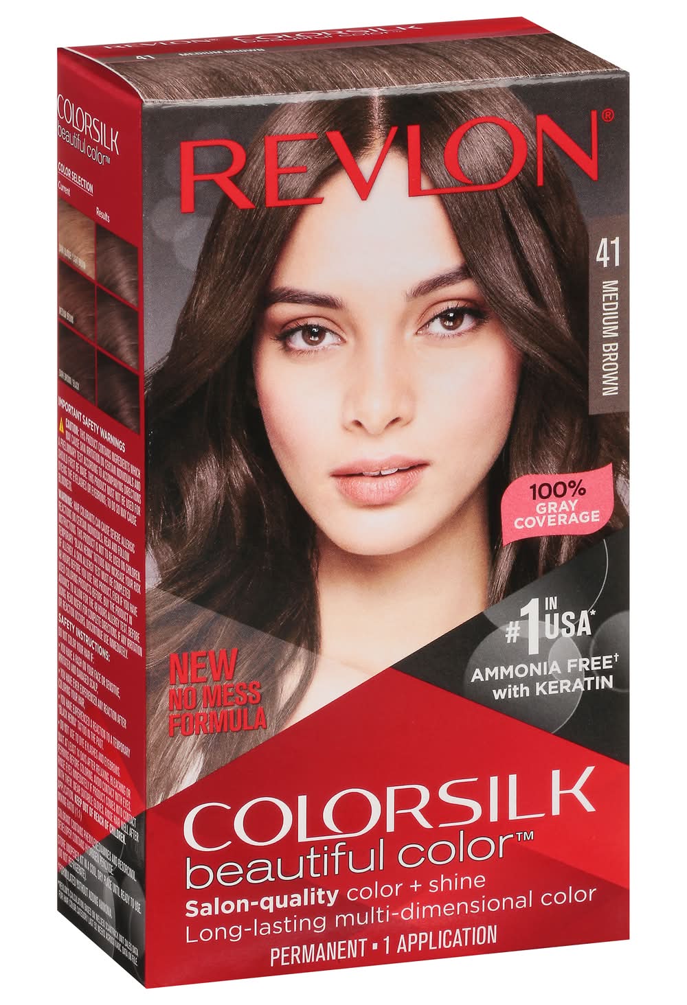 Revlon Colorsilk Beautiful Permanent Hair Color, Medium Brown 41 (4.4 fl oz)