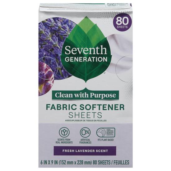 Seventh Generation Fresh Lavender Scent Fabric Softener Sheets (80 ct)