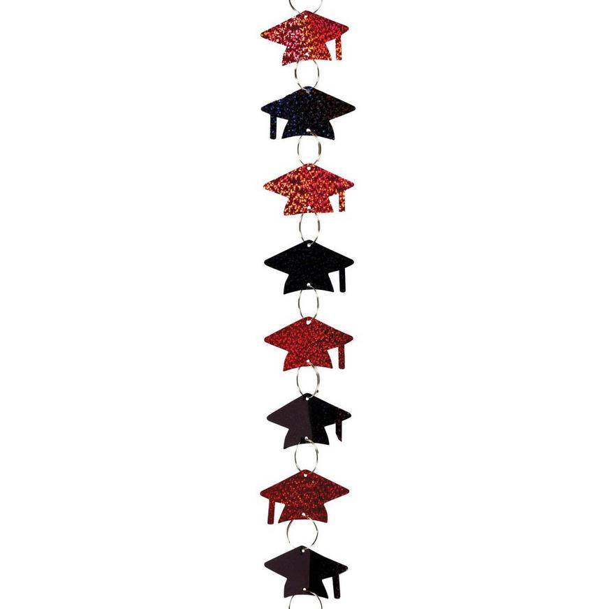 Black & Red Cap Graduation Ring Garland