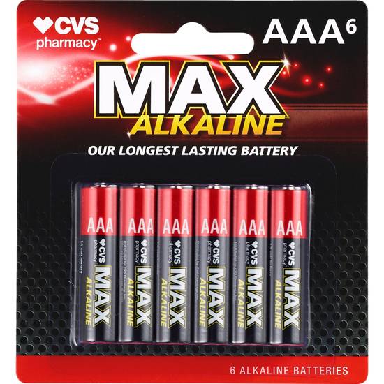 CVS Max Alkaline Batteries, AAA, 1.5 Volt, 6 CT
