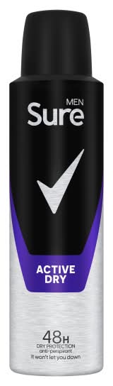 Sure Men Anti-Perspirant Deodorant Aerosol Active Dry (150ml)
