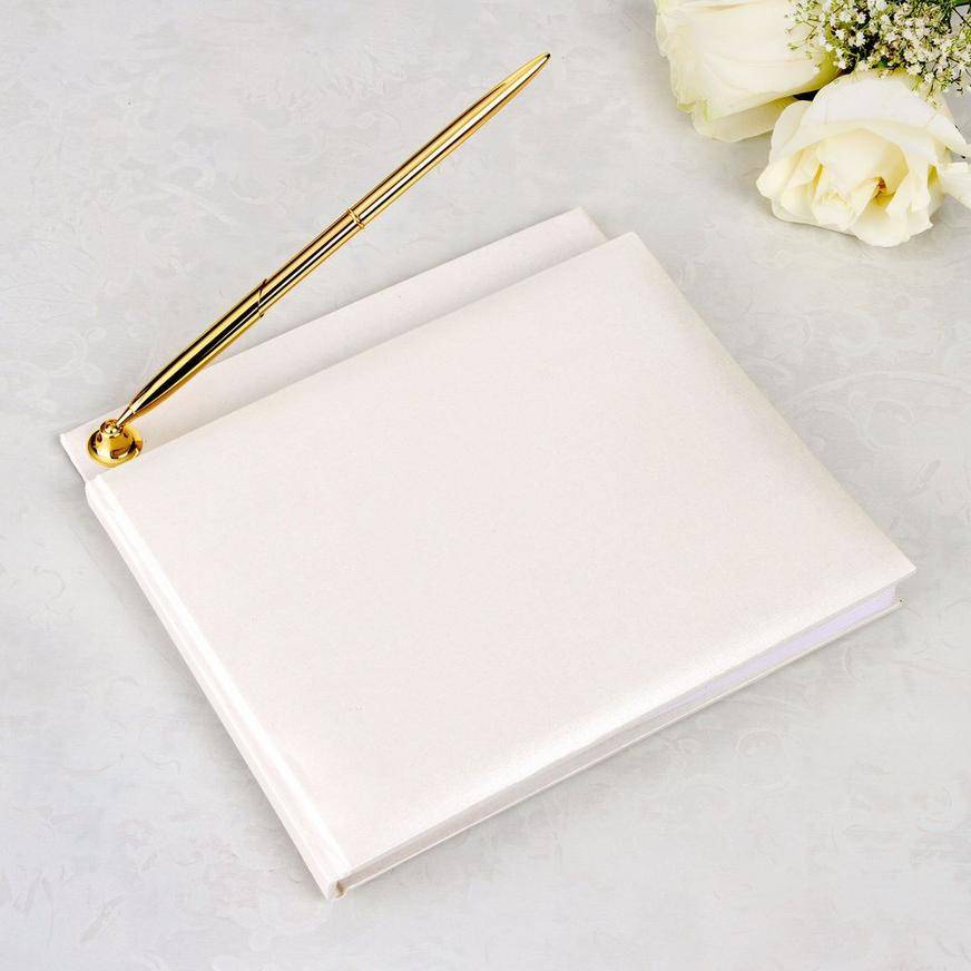 Ivory Wedding Guest Book with Pen