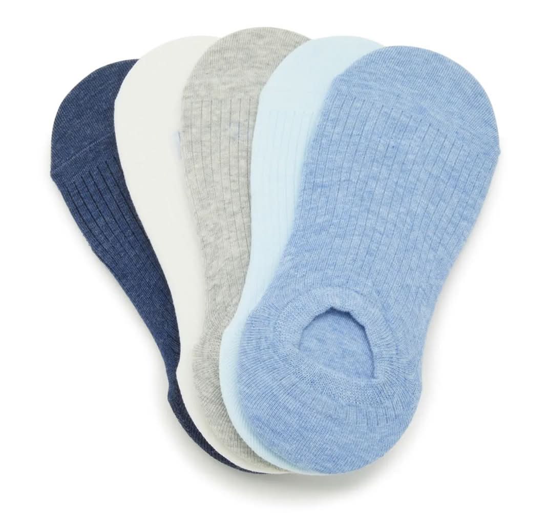 Keds Rib Women's No Show Socks - 5 Pack (Blue/Grey/Multicolor One Size)