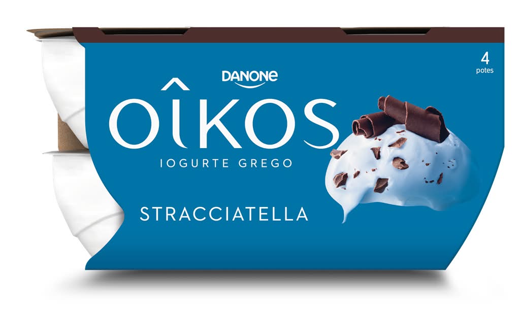 Danone  - Iogurte grego oikos stracciatella, embalagem de 4 x 110g