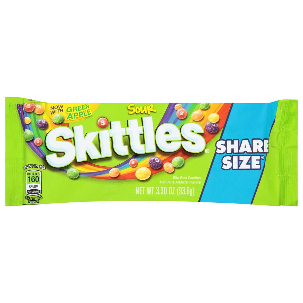 Skittles Share Size Fruity Candies, Sour (3.3 oz)