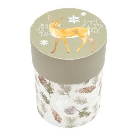 Holiday Time Deer Round Candle Gift Box, 4 In X 4 In, 1 Count