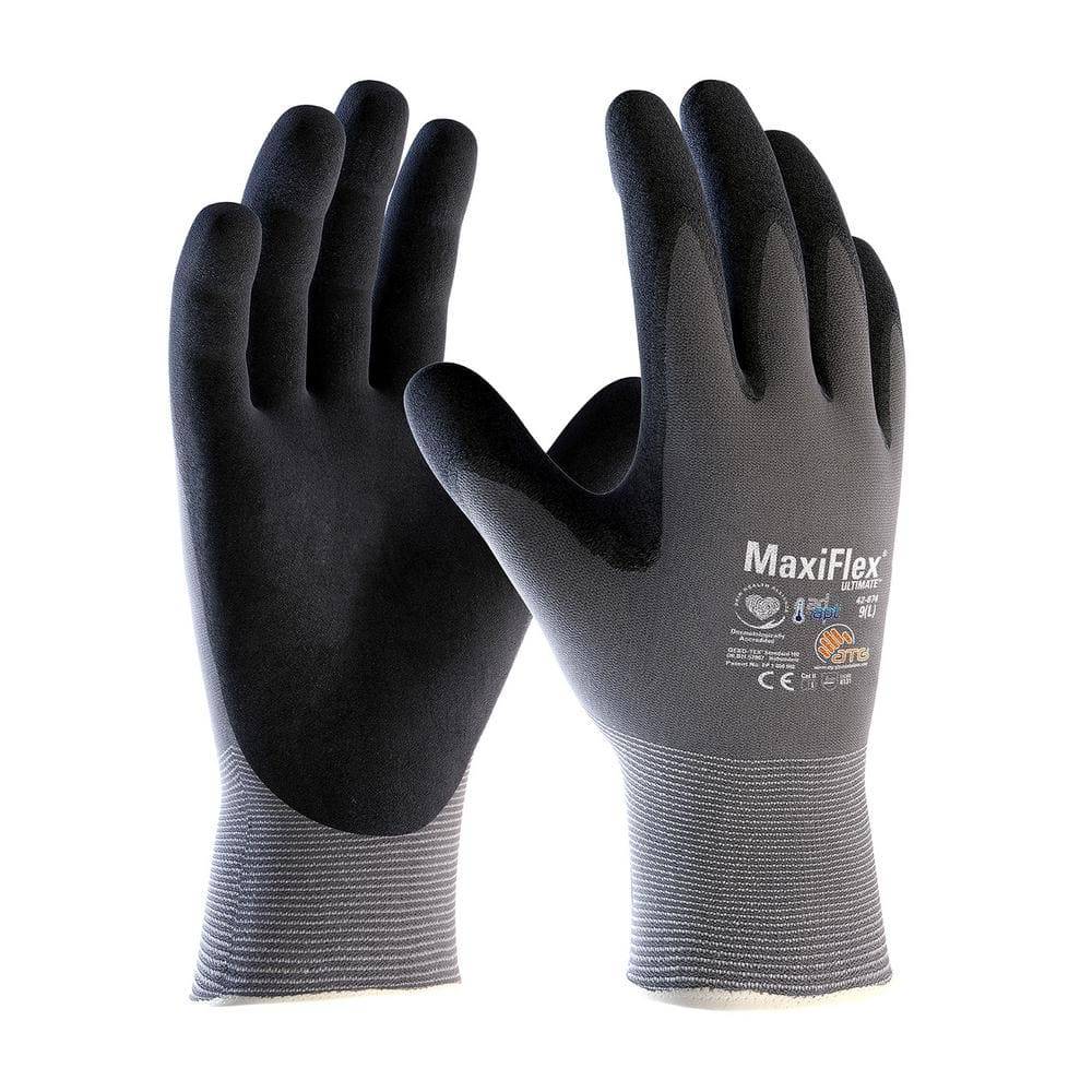 Atg Maxiflex Ultimate Men'S Medium Gray Nitrile-Coated Outdoor And Work Gloves With Ad-Apt Hand Cooling Technology