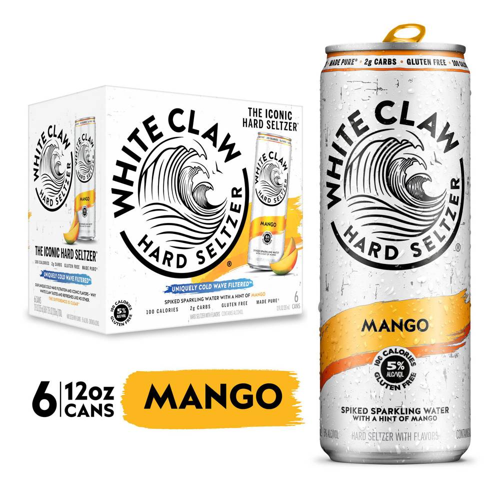 White Claw Spiked Hard Seltzer (6 pack, 12 fl oz) (mango)