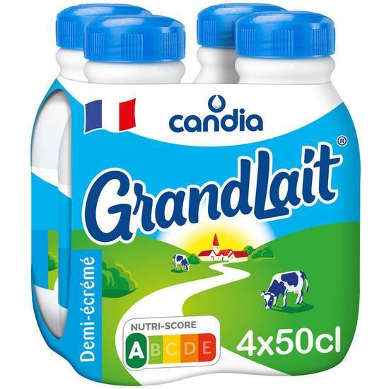 Candia Lait - Grand lait demi-écremé 4x50cl