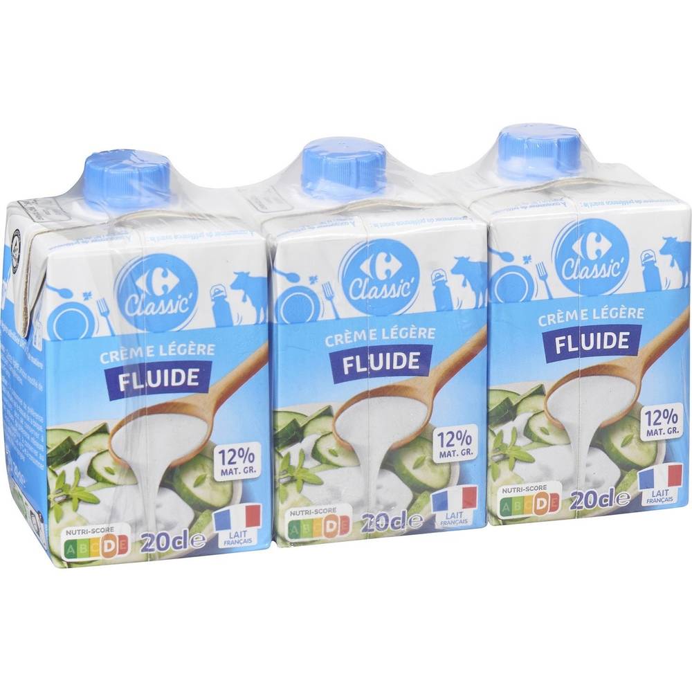 Carrefour Classic' - Crème légère fluide (3 x 200ml)