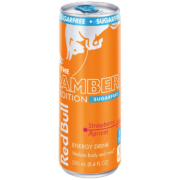 Red Bull Amber Edition Sugar Free Strawberry Apricot Energy Drink 8.4oz