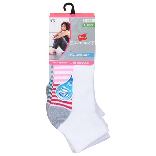 Hanes Cool Comfort Sport Ankle Socks (3 ct)