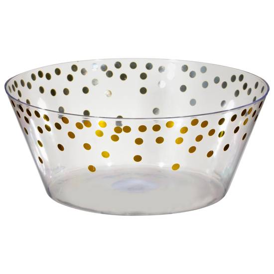 Amscan 10 Inch Metallic Gold Polka Dots Plastic Serving Bowl