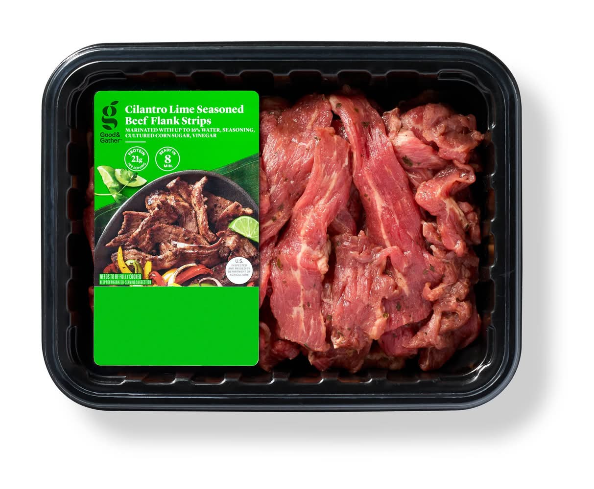 Fresh Cilantro Lime Beef Flank Steak Strips - 0.95-1.75 lbs - price per lb - Good & Gather™