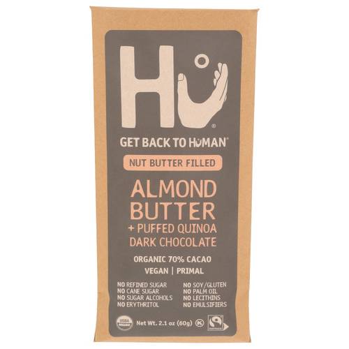 Hu Organic Almond Butter + Puffed Quinoa Dark Chocolate Bar