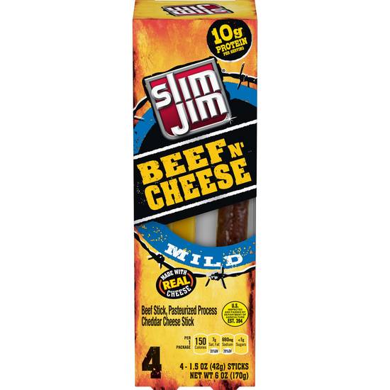 Slim Jim Mild Beef 'N Cheese Sticks