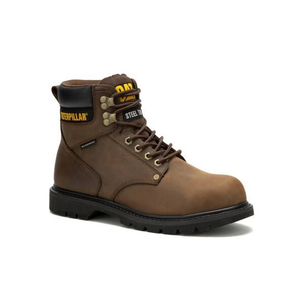 Caterpillar Men's Second Shift Waterproof Steel Toe Work Boot, Dark Brown, Size 11